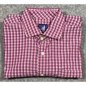 Johnnie-O Prep-Formance Mens Large Plaid Long Sleeve Button Up Pink/Purple NWOT